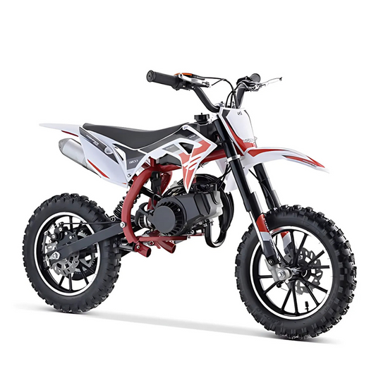 Premium 49cc Kids Pit Bike - Twist and Go, No Gears - White - 22 mph Top Speed - High-Performance Off-Road Dirt Bike - Ages 6-14