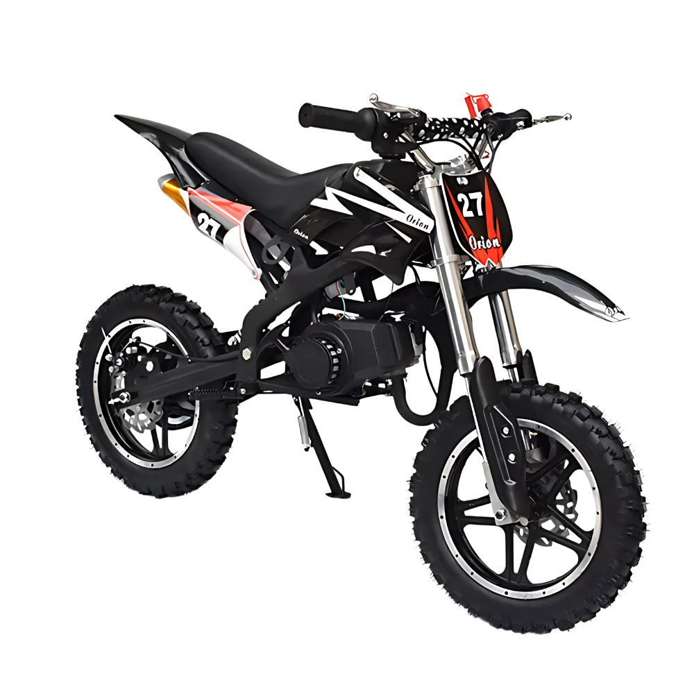 49cc Kids Pit Bike - Twist and Go, No Gears - Black Child's Off-Road Dirt Bike - Ages 6-14 - Max Speed 22 Mph - High Strength Steel Frame - Wear-Resistant Tyres