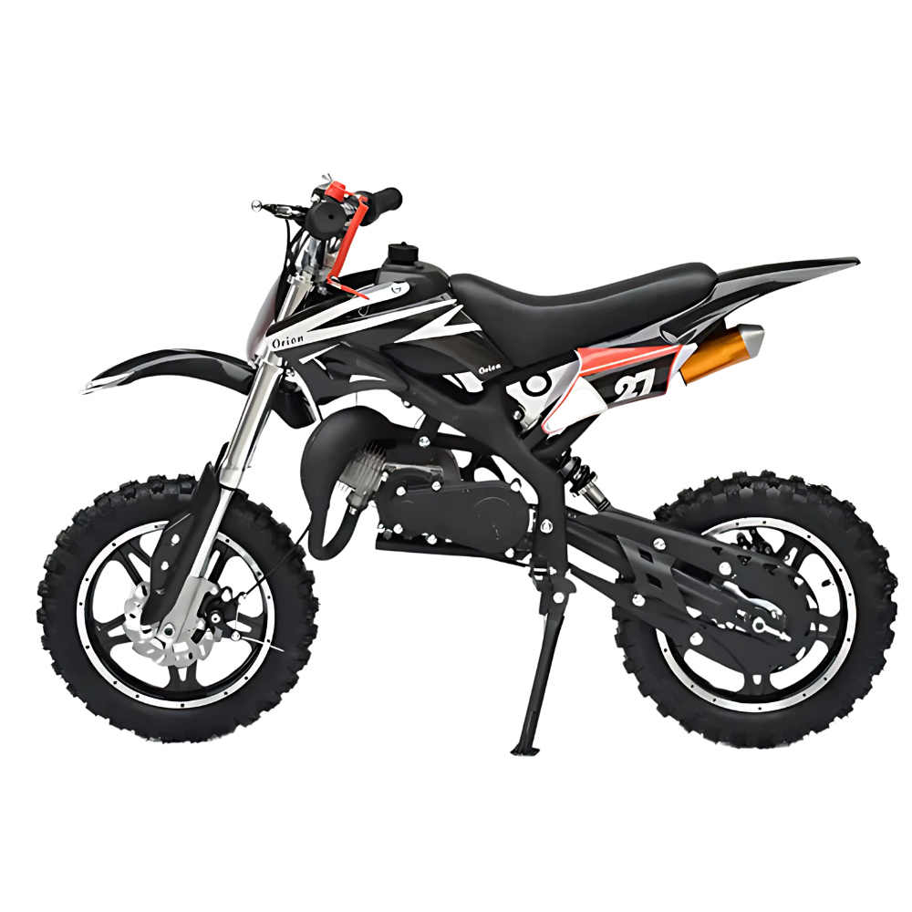 49cc Kids Pit Bike - Twist and Go, No Gears - Black Child's Off-Road Dirt Bike - Ages 6-14 - Max Speed 22 Mph - High Strength Steel Frame - Wear-Resistant Tyres