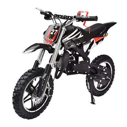 49cc Kids Pit Bike - Twist and Go, No Gears - Black Child's Off-Road Dirt Bike - Ages 6-14 - Max Speed 22 Mph - High Strength Steel Frame - Wear-Resistant Tyres