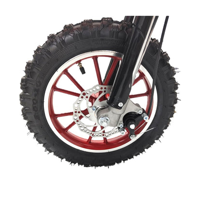 49cc Kids Pit Bike - Twist and Go, No Gears - Red Child's Off-Road Dirt Bike - Ages 6-14 - Max Speed 35 km/h - High Strength Steel Frame - Wear-Resistant Tyres